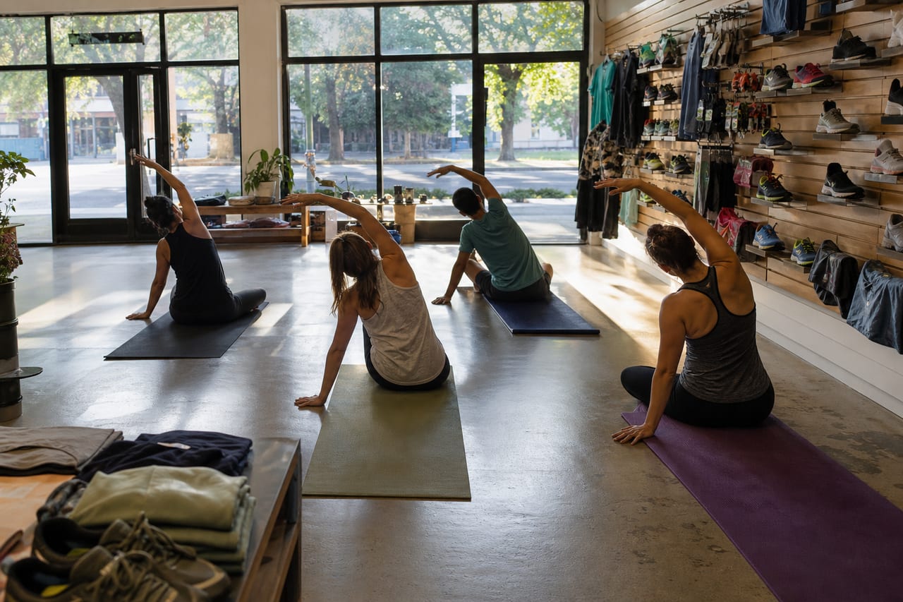 Yoga class on the shop floor